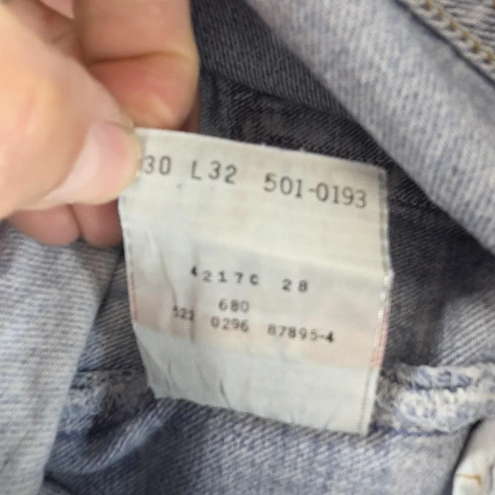 Vintage Levis 501 Jeans Mens 30x32 Blue Straight Light Wash Button Fly Made USA